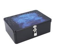 HEEPDD Boîte de Rangement de Bijoux en Filet en Filet Vintage avec Verrouillage et Touches Étui en Métal Rectangulaire à imprimé étoilé pour les Colliers Artisanat 9,6x7,1x3,3 Pouce