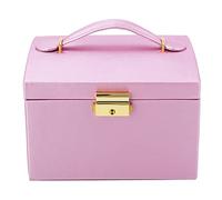 HEEPDD Boîte de rangement pour bijoux, boîte de présentation, organisateur pour montres et bijoux, élégante en cuir PU, 3 étages, grande capacité, avec miroir pour le maquillage, facile à ranger, Cuir