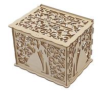 HEEPDD Boîte en Bois Creuse Bricolage, Matériau en Buis, Boîte de Carte-cadeau à Assemblage Facile pour les Mariages, les Fêtes et les événements Spéciaux, Catégorie Festival (JM01777 Petit)