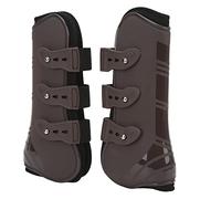 HEEPDD Bottes de Tendon Avant de Cheval 2 Pièces, Support de Jambe de Cheval Réglable en Néoprène PU pour l'équitation et Le Saut (Une Paire de Pattes Avant Marron M)