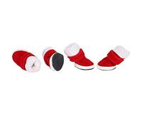 HEEPDD Bottes d'hiver Antidérapantes Rouges pour Chiens, en Caoutchouc et en Peluche, Gardent Vos Animaux au Chaud Pendant Les Promenades et Les Activités en Plein Air (3 Tailles)