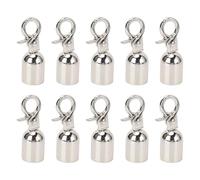 HEEPDD Bouchons de Caps de Fin Stopper Fin, 10 Sets en Alliage Zinc Cordon de Snot Crochet pour Sacs Chaussures Pendents Vêtements (SILVER)