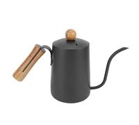 HEEPDD Bouilloire à café à Col de Cygne en Acier Inoxydable de 650 Ml avec Poignée en Bois et Couvercle pour un Versement Précis sur le café, Cuisine de Pique-nique de Camping