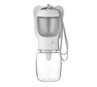 HEEPDD Bouteille d'eau Portable et Récipient de Nourriture pour Animaux de Compagnie, Distributeur de Nourriture 350 ML d'eau 80 G avec Anneau en Silicone Anti-Fuite et Filtre à (White)
