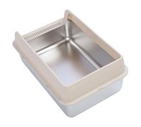 HEEPDD Boxes à Litière Standard en Acier Inoxydable Chat Litter, Bilan de Litière Métallique Haut de Face Qui a Fuite pour Les Grands Chats Multiples de avec des Poignées pour Les Seniors Nan (S)