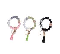 HEEPDD Bracelet Porte-clés en Perles de Silicone pour Femmes, 3 Porte-clés Doux et Confortables pour Sortie de Sac à Main (B)