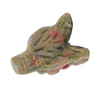 HEEPDD Breloques en Pierre de Cristal, Bijoux pour Femmes et Hommes, avec un Design de Loup élégant, Léger et Confortable, Pendentif Tête de Loup, Figurine Tête de, de (GREEN)