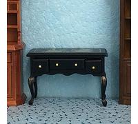 HEEPDD Bureau de Maison de Poupée 1:12, Table d'écriture Miniature Rétro avec Décor Floral Vintage, 3 Tiroirs Fonctionnels pour Le Rangement des Accessoires, Idéal dans Une Salle de Jeux