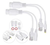 HEEPDD Câble Injecteur de Séparation du Séparateur STHERNET sur Ethernet POE pour Les Appareils Non-POE, Matériau Usagère, 0-40m Distance de Transmission (White)