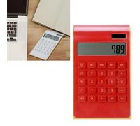 HEEPDD Calculatrices de Bureau à 10 Chiffres, Calculatrice de Bureau LCD Portable, Grand écran, Calculatrice Ultra Fine et Sensible à Grands Boutons avec Double énergie Solaire et (Rouge)