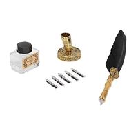HEEPDD Calligraphie Pen Vintage Élégant Kit de Plume en Acier Inoxydable avec Bouteille d'encre Nibs pour les écrivains et les Amateurs de Calligraphie (BLACK)