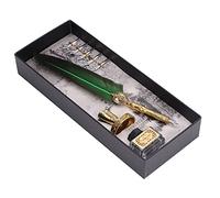 HEEPDD Calligraphie Pen Vintage Élégant Kit de Plume en Acier Inoxydable avec Bouteille d'encre Nibs pour les écrivains et les Amateurs de Calligraphie (GREEN)