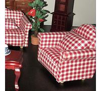 HEEPDD Canapé Miniature en Tissu de Bois avec Oreiller pour Maison de Poupée 1:12, Léger et Portable pour la Décoration du Salon, de la Chambre à Coucher, Idéal pour Les Jeunes passionnés. (Rouge)