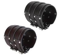 HEEPDD Ceinture de Poignet en Cuir Artificiel à la Mode 2 Pièces Bracelet Manchette en Cuir Large, Bracelet de Style Rétro Punk à Fermeture à Pression Réglable, pour Hommes et Femmes Accessoires de