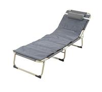 HEEPDD Chaise Longue de Plage, Lit Pliant, Cadre en Fer pour Le Camping, l'arrière-Cour, Les Siestes au Bureau Nan (56 Tube Rond Gris et Coton)