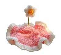 HEEPDD Chapeau de Chat en Crochet, Chapeau de Chat à Fleurs tricoté, Casquette de Chaton au Crochet Doux et Mignon pour Costume de Fête d'anniversaire, Prise de Photos de Vêtements de (M)