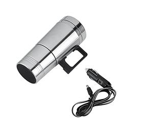 HEEPDD Chaudière à Eau électrique pour Voiture, Tasse Chauffante en Acier Inoxydable 304, Compatible 12 V/24 V, Argent, Garde les Boissons au Chaud, Hauteur 19 Cm Nan Tableware (24V)