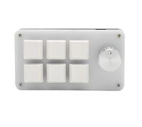 HEEPDD Clavier Mécanique à Une Main, Matériau Acrylique, Clavier de Jeu Programmable à 6 Touches avec Bouton, Parfait pour Une Utilisation au Bureau et Les Joueurs (White)