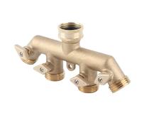 HEEPDD Collecteur de Robinet en Laiton à 4 Voies, Séparateur de Tuyau en Laiton Durable avec Vannes d'arrêt Individuelles pour Systèmes d'arrosage et 'irrigation de Jardin