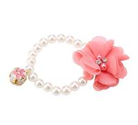 HEEPDD Collier de Fleurs de Perles pour Animaux de Compagnie, Collier élastique Réglable avec Petite Cloche pour Petit Chien Chat Chiot, Conception de Perles de Simulation (Pink)