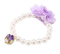 HEEPDD Collier de Fleurs de Perles pour Animaux de Compagnie, Collier élastique Réglable avec Petite Cloche pour Petit Chien Chat Chiot, Conception de Perles de Simulation (Purple)