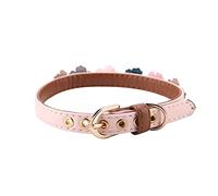 HEEPDD Collier Réglable en Forme de Marguerite avec Nœud Papillon en Cuir PU Souple pour Animaux de Compagnie avec Strass 1,3 X 41,9 Cm pour Chats et Petits Chiens, Ajustement Confortable, Design