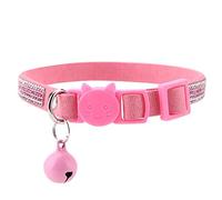 HEEPDD Colliers Chat Ajustables, Collier Chat Femelle Coloré Bling Diamante PU Cuir de Chien pour Chien Chat Collier Réfléchissant Collier Cravate Sécurité Boucle À Libération Rapide(XS-Rose)