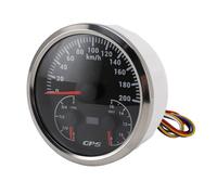 HEEPDD Compteur de Vitesse GPS 110 Mm, Construction Métallique, Double fonctionnalité avec Niveau de Carburant et Jauge de Tension, Idéal pour les Bateaux et les Camping-cars (Cadran noir lunette