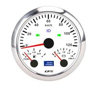 HEEPDD Compteur de Vitesse GPS 85 Mm Kilométrique, Jauge de Speedomètres avec Voltmètre et Jauge de Carburant pour Moto, Yachts, Camions Compteur de Vitesse GPS 85 Mm, 7 Couleur 120 Mph Nan Autre
