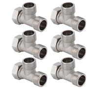 HEEPDD Connecteurs en T à 3 Voies Renforcés en Acier Épaissi Filetage Mâle et Femelle G1/2 pour Tuyaux PEX Raccords de Tuyaux en Cuivre CPVC, Raccords en Acier Inoxydable 6PCS