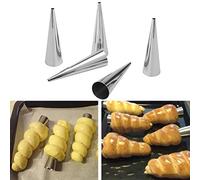 HEEPDD Corne à Crème en Acier Inoxydable 16 Pièces, Outils de Cuisson pour Cône de Pâtisserie à Dessert avec Brosse, Formes Métalliques Antiadhésives Réutilisables pour Restaurant à (Couleur assortie)