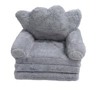 HEEPDD Coussin de Siège Pliable en Forme de Couronne pour Enfant avec Dossier en Poils de Lapin Gris, canapé de Sol Portable pour Petites Filles, Coin de Lecture sur Le Thème de la (3 Niveaux)