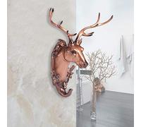 HEEPDD Crochet Mural en Forme d'animal en Résine d'art Mural, Porte-serviette et Porte-clés en Forme de Tête de Cerf, Rétro en Cuivre doré Antique, 15x7x16cm, Décoration de Salon de Salle de Bain