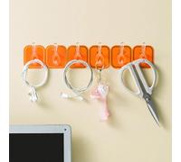 HEEPDD Crochets d'adhésif à Montage Mural, 6 Crochets Long Strip pour la Cuisine Portes de Douche de Salle de Bain Murs Serviette Sac à Dos Clés Nan Nan (ORANGE)