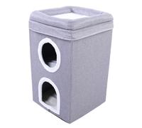 HEEPDD Cube de Maison pour Chat à 3 Niveaux avec Planche à Gratter, Lit Pliable pour Animaux de Compagnie et Maison de Jeu pour Chats D'intérieur, Confort Toutes Saisons avec