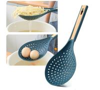 HEEPDD Cuillère d'écumoire en Plastique, Louche Fendue Résistante à la Chaleur avec Clamp/Holder, Passoire à Mailles Fines de Grande capacité pour Faire Bouillir des Nouilles et Cuire des Boulettes