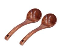 HEEPDD Cuillères de Cuisson 2pcs Ensemble de Cuillère à Louche en Bois, 9,8 Pouces de Profondeur Sauces en Bois Porridge Soupons de Cuisine Ustensiles de Cuisine pour Cuisiner (Largeur de la bouche