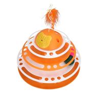 HEEPDD de Piste de Chat Interactive, Puzzle Jouet Chat Jouet Taquin Plume avec Scratcher Plusieurs Chats Divertissement en Plastique Chat de Balle pour Chaton Intérieur Kitten Relief (Orange)