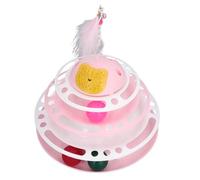 HEEPDD de Piste de Chat Interactive, Puzzle Jouet Chat Jouet Taquin Plume avec Scratcher Plusieurs Chats Divertissement en Plastique Chat de Balle pour Chaton Intérieur Kitten Relief (Rosé)