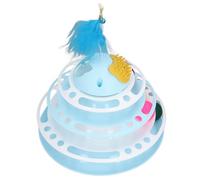 HEEPDD de Piste de Chat Interactive, Puzzle Jouet Chat Jouet Taquin Plume avec Scratcher Plusieurs Chats Divertissement en Plastique Chat de Balle pour Chaton Intérieur Kitten Relief (Blue)
