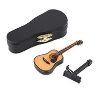 HEEPDD Décor de Modèle de Guitare Miniature de 16 Cm, Guitare Miniature en Bois avec Support et étui pour Mini-Musique D'affichage Accessoires de Maison de Poupée (10 cm)