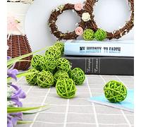 HEEPDD Décor de Noël 20pcs Balles de Rotin, Ornements de Rotin pour Le Festival de Décoration de Fête de Jardin de Mariage Catégorie (Yellow)