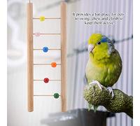 HEEPDD Échelle de Perroquet en Bois, Jouet d'escalade pour Exercice d'oiseaux avec Balançoire, Cloches et Perles, Becs à Mâcher, Renforce Les Muscles des Pieds, Crochet Facile à Suspendre pour