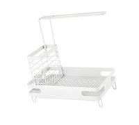 HEEPDD Égouttoir à éponge, Organisateur d'évier de Cuisine en Acier au Carbone, Conception Incurvée Unique pour Le Rangement du Comptoir de Cuisine (White)