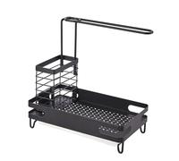 HEEPDD Égouttoir à éponge, Organisateur d'évier de Cuisine en Acier au Carbone, Conception Incurvée Unique pour Le Rangement du Comptoir de Cuisine (Black)