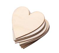 HEEPDD Embellissements en Bois en Forme de Cœur, Artisanat en Bois Brut pour Projets de Bricolage, 100 Pièces de Cœurs en Naturel avec Finition Lisse pour le Scrapbooking et la Fabrication de Cartes