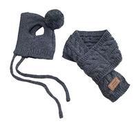 HEEPDD Ensemble Chapeau et écharpe d'hiver pour Animaux de Compagnie, Vêtements Tricotés Doux pour Chien avec Boule en Peluche, Design tissé, pour Chiens de Petite et Moyenne Taille de (Grey #09)