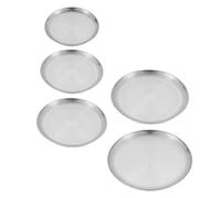 HEEPDD Ensemble d'assiettes en Acier Inoxydable de 5 Pièces, Plats Peu Profonds Empilables, de 5, à 10,2 Pouces, pour Pique-nique en Plein Air, Barbecue, Camping (HEEPDDrui6g48es3-3118230057911)