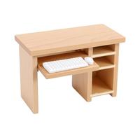 HEEPDD Ensemble de Bureau Miniature pour Maison de Poupée, Ordinateur à l'échelle 112 avec Clavier et Souris, Bois de Bouleau 3,98 X 1,89 X 2,76 Pouces pour Décor de Scène de Photographie de