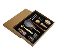 HEEPDD Ensemble de Cire pour Stylo de Calligraphie, Kit de Tampons d'encre d'écriture de Style Stylos de Calligraphie avec 5 Plumes de Remplacement, pour Bandes Dessinées de Anglaise, Croquis,